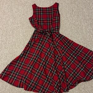 Elegant Red Plaid Women's Casual Dress